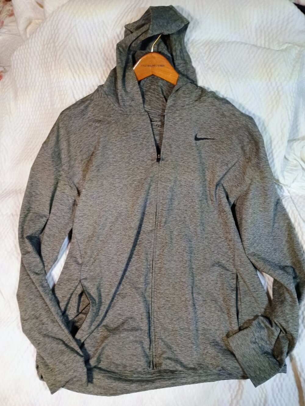 Nike DRI-FIT men jacket full zip up with hood size XL gray